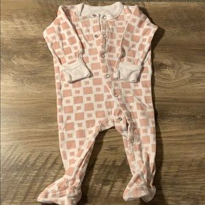 Pink and white newborn pajamas